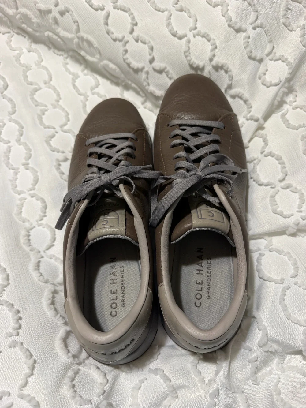 Cole Haan Men’s Leather Sneakers — Brown with Gray Accents